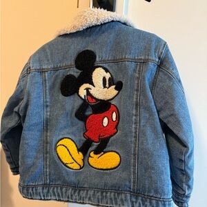 Zara Kids Blue Denim Jacket with Mickey Mouse Patch 3/4 T